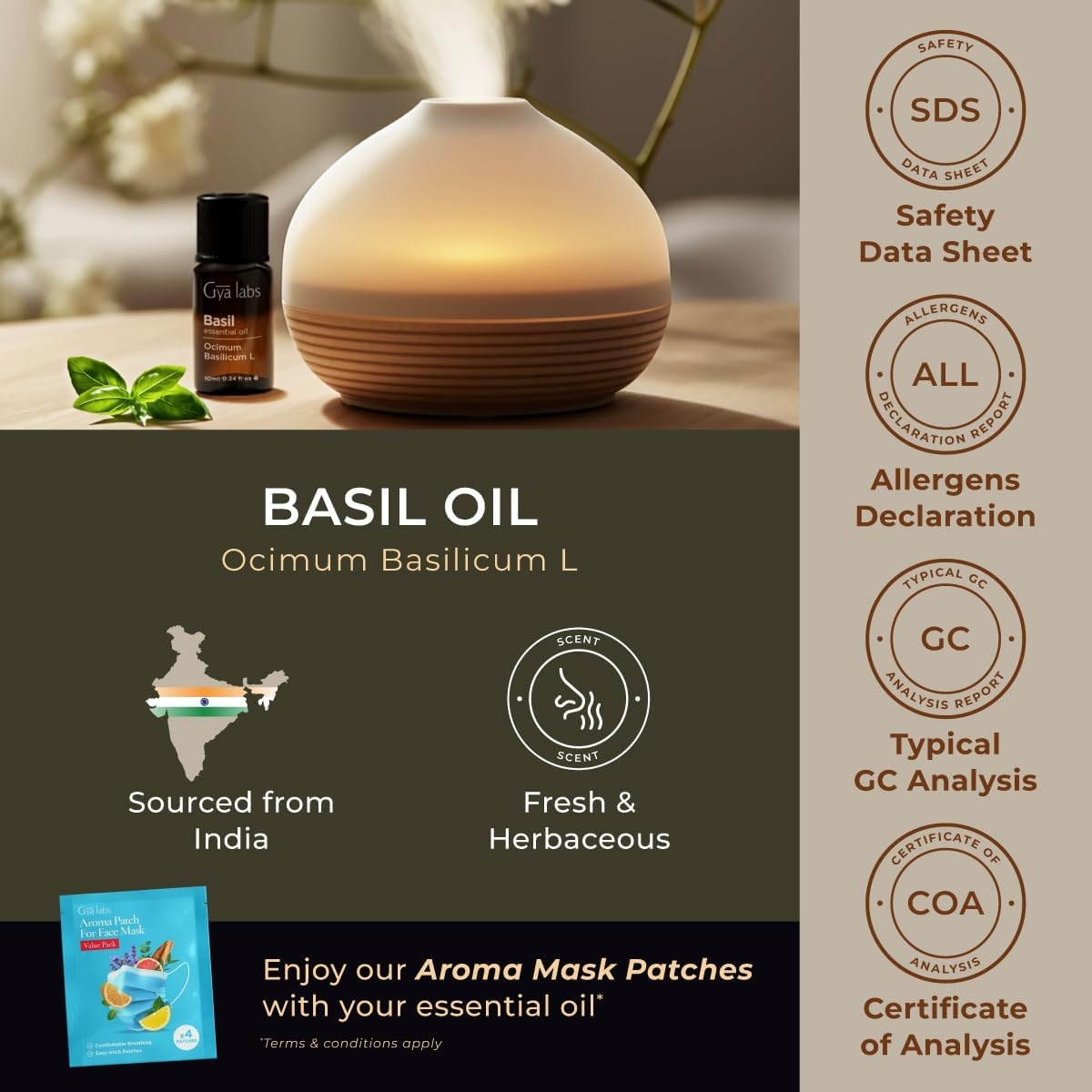 image:image100 Pure Lemon Essential Oil for Skin amp Diffuser 034 Fl OzBasil