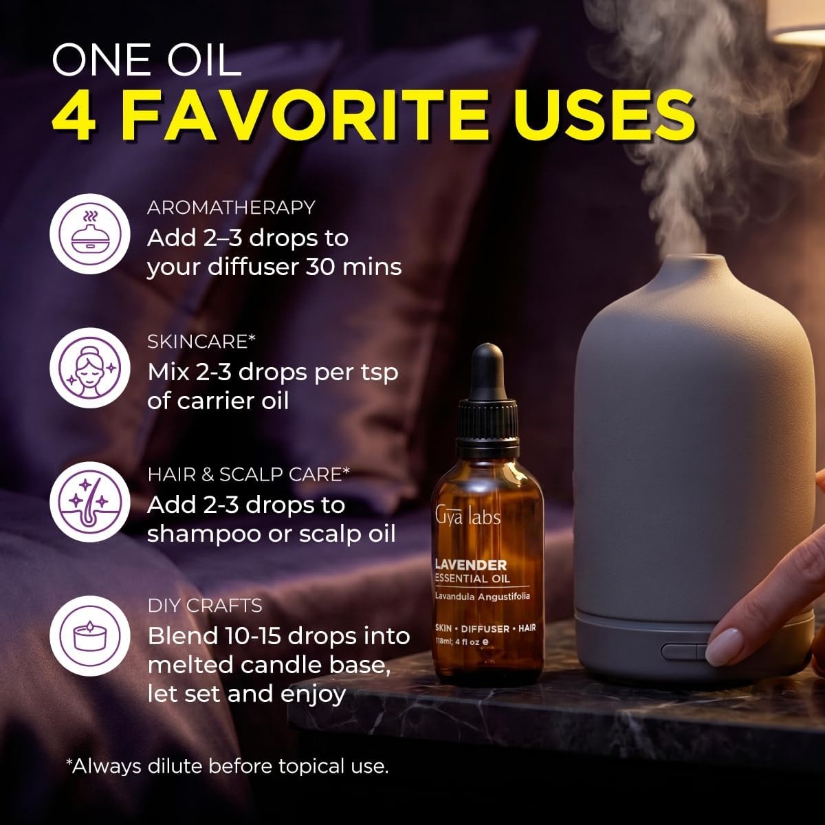 image:image100 Pure Lemon Essential Oil for Skin amp Diffuser 034 Fl OzLavender