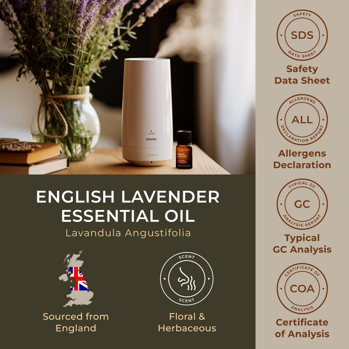 image:image100 Pure Lemon Essential Oil for Skin amp Diffuser 034 Fl OzLavenderEnglish