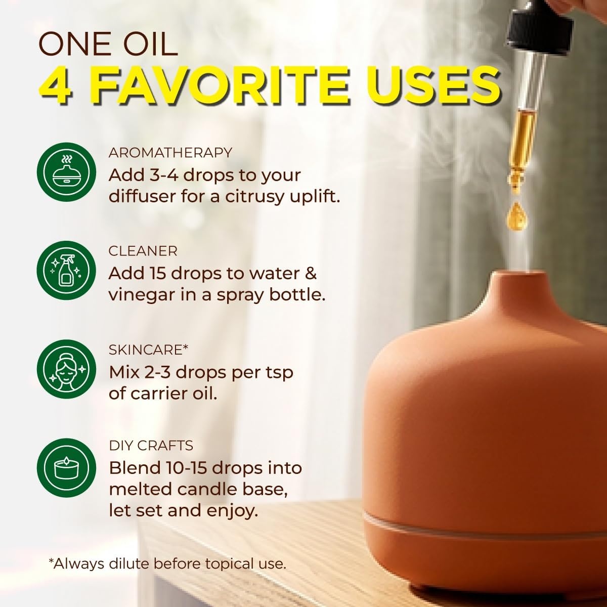 image:image100 Pure Lemon Essential Oil for Skin amp Diffuser 034 Fl OzOrange