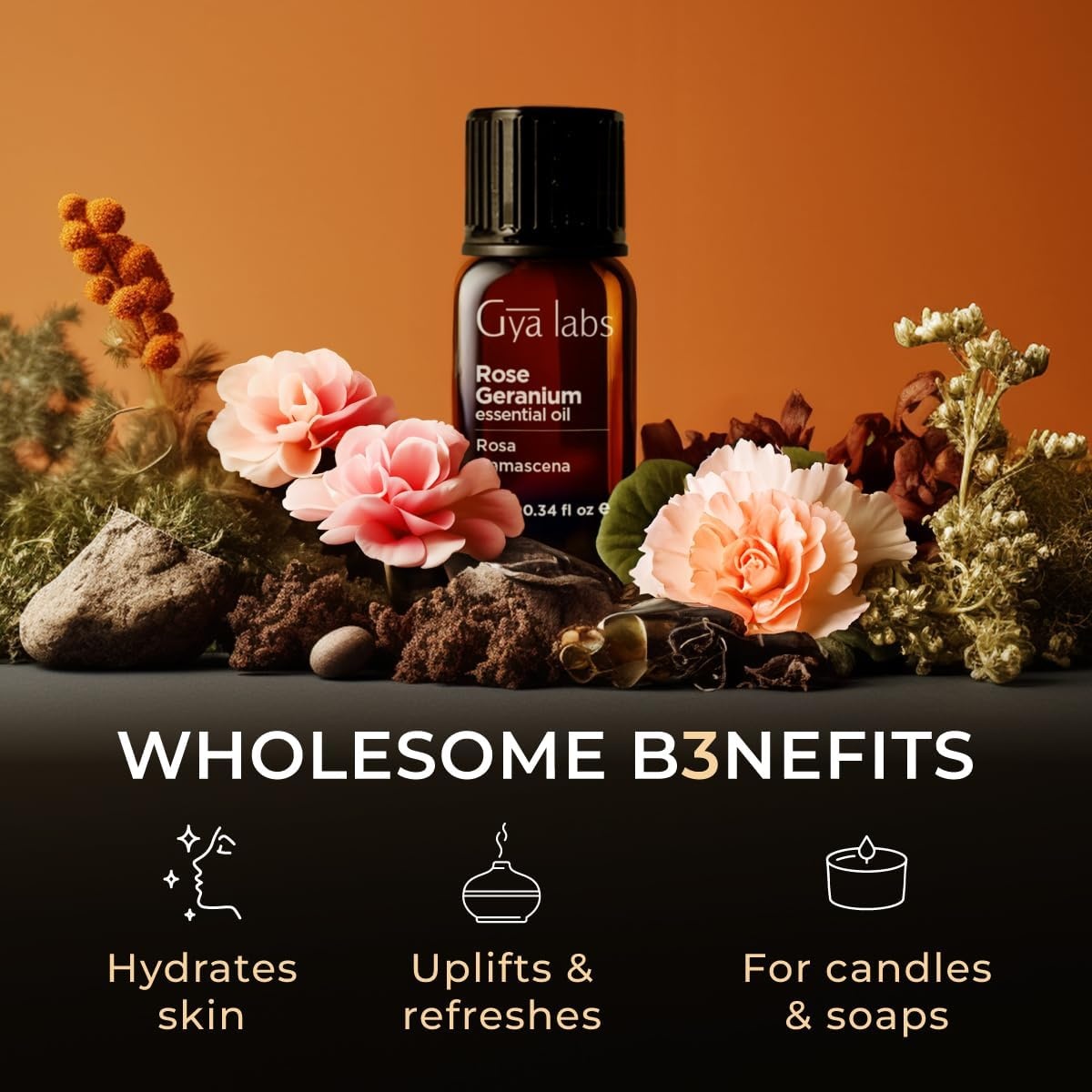 image:image100 Pure Lemon Essential Oil for Skin amp Diffuser 034 Fl OzRose Geranium