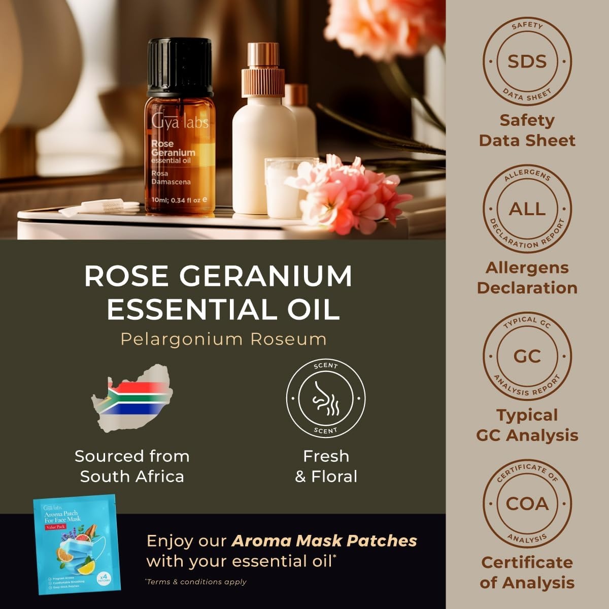 image:image100 Pure Lemon Essential Oil for Skin amp Diffuser 034 Fl OzRose Geranium