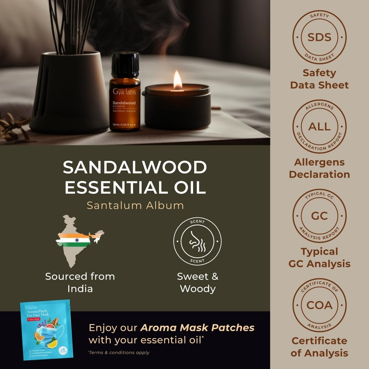 image:image100 Pure Lemon Essential Oil for Skin amp Diffuser 034 Fl OzSandalwood