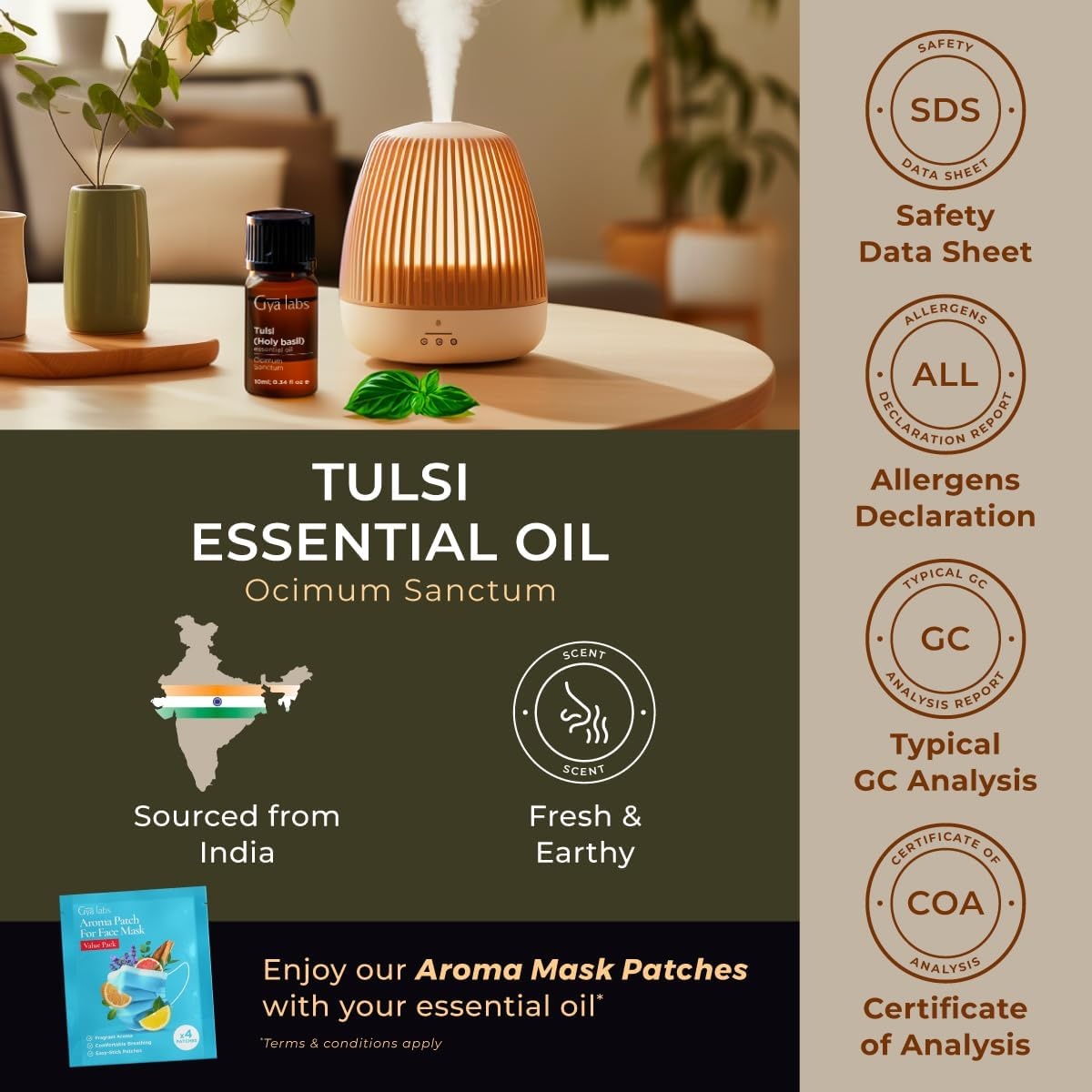 image:image100 Pure Lemon Essential Oil for Skin amp Diffuser 034 Fl OzTulsi Holy Basil