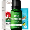Pure Organic Lavender Essential Oil 0.34 Fl Oz – for Skin and Hair(Rose Geranium)