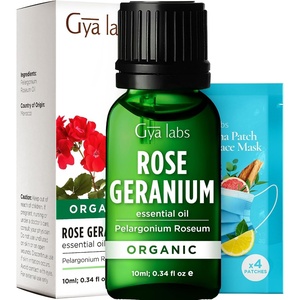Pure Organic Lavender Essential Oil 0.34 Fl Oz – for Skin and Hair(Rose Geranium)