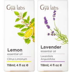 Lemon Essential Oil for Diffuser & Lavender Essential Oil for Diffuser Set – Aromatherapy Grade Essential Oils Set – 2×4 fl oz – Gya Labs