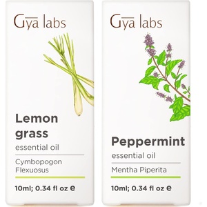 Lemongrass Essential Oil for Diffuser & Peppermint Oil for Hair Set – Aromatherapy Grade Essential Oils Set – 2x10ml – Gya Labs
