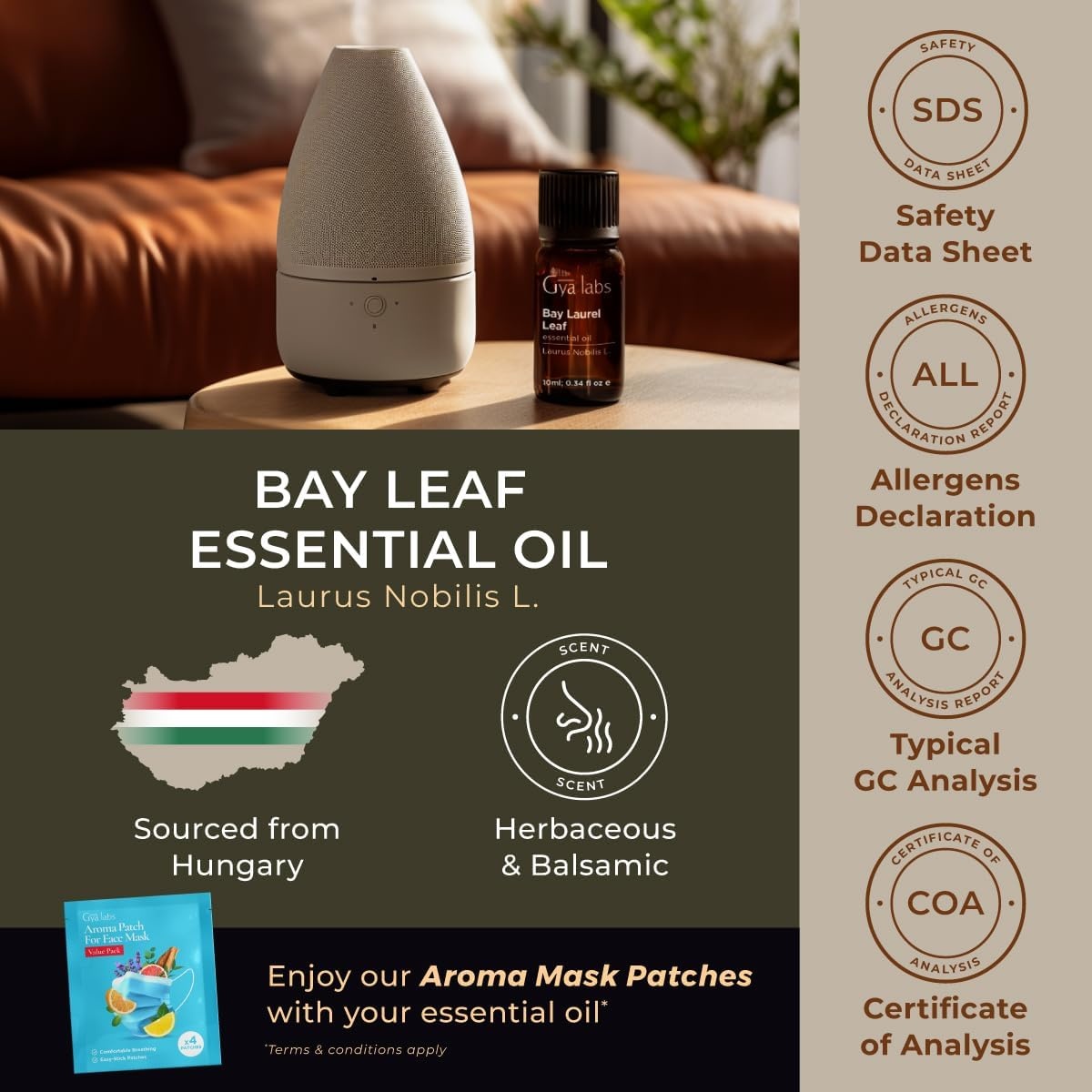 image:image100 Pure Agarwood Essential Oil for Skin amp Diffuser 034 Fl OzBay Leaf