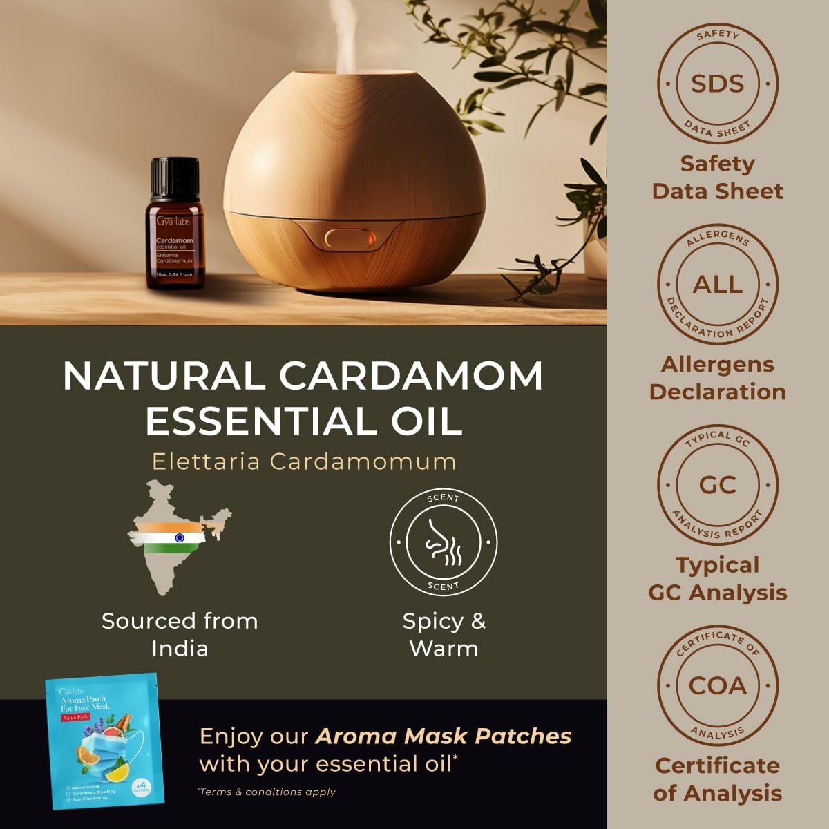 image:image100 Pure Agarwood Essential Oil for Skin amp Diffuser 034 Fl OzCardamom