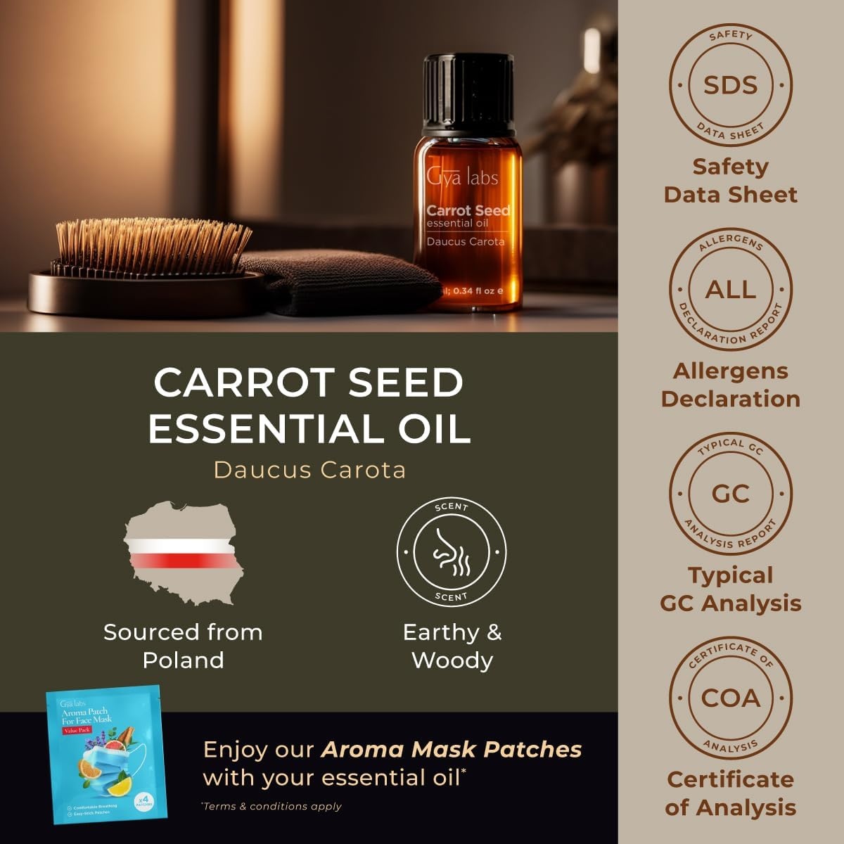 image:image100 Pure Agarwood Essential Oil for Skin amp Diffuser 034 Fl OzCarrot Seed
