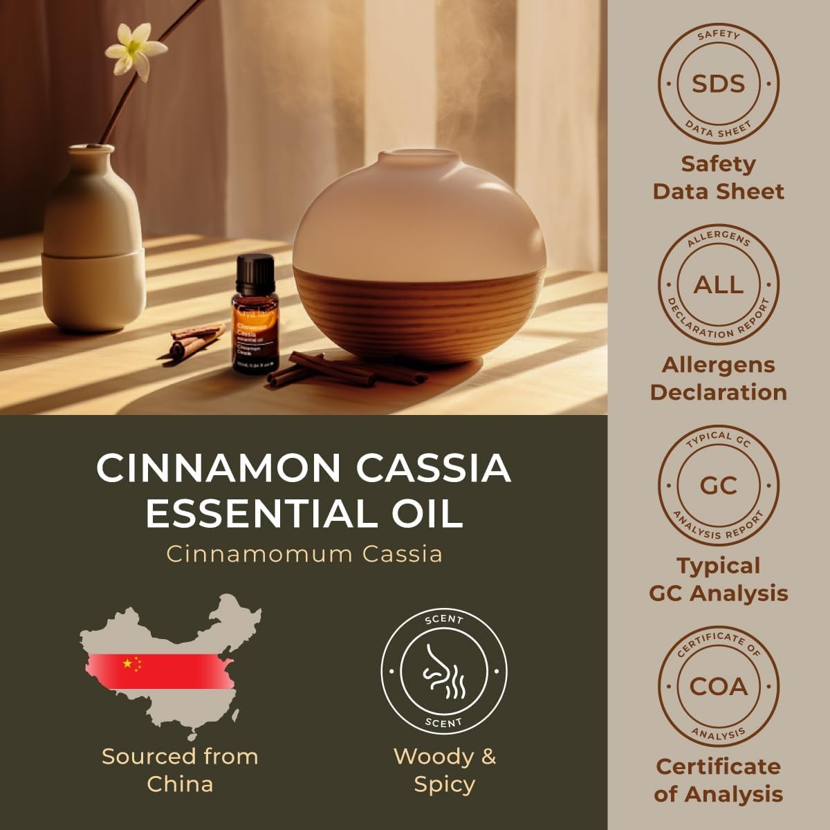image:image100 Pure Agarwood Essential Oil for Skin amp Diffuser 034 Fl OzCinnamon Cassia