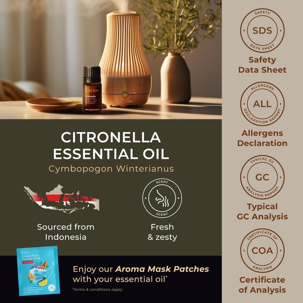 image:image100 Pure Agarwood Essential Oil for Skin amp Diffuser 034 Fl OzCitronella