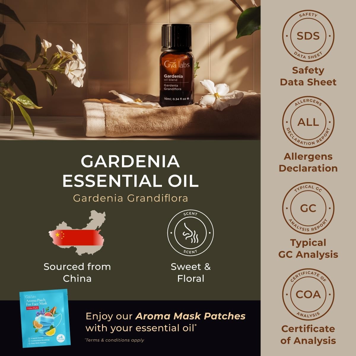 image:image100 Pure Agarwood Essential Oil for Skin amp Diffuser 034 Fl OzGardenia