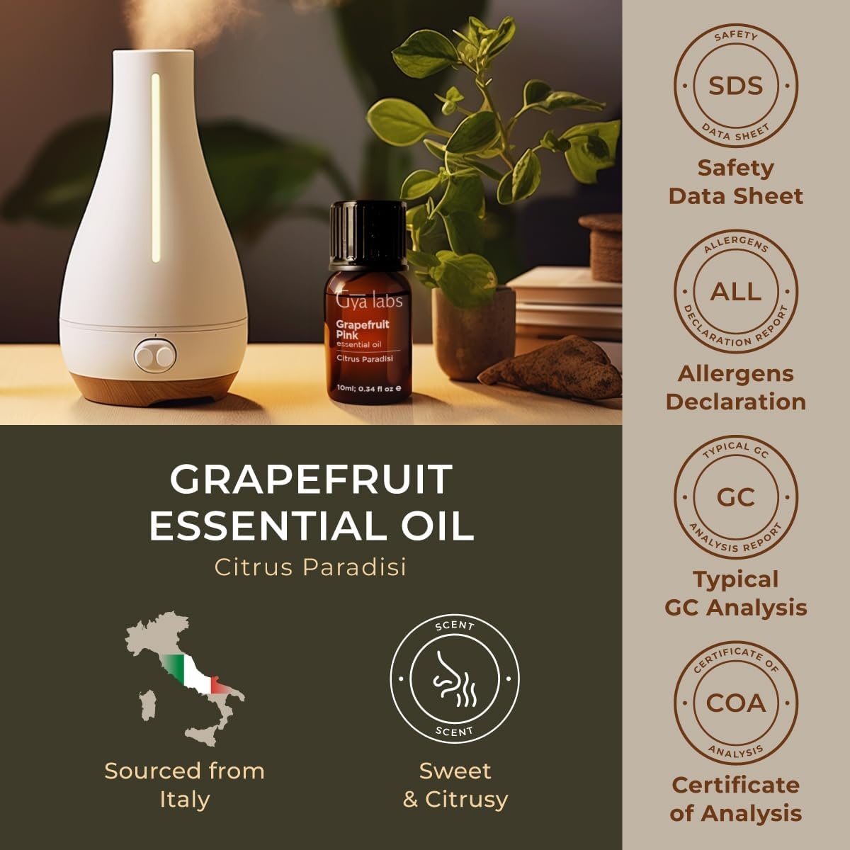 image:image100 Pure Agarwood Essential Oil for Skin amp Diffuser 034 Fl OzGrapefruit