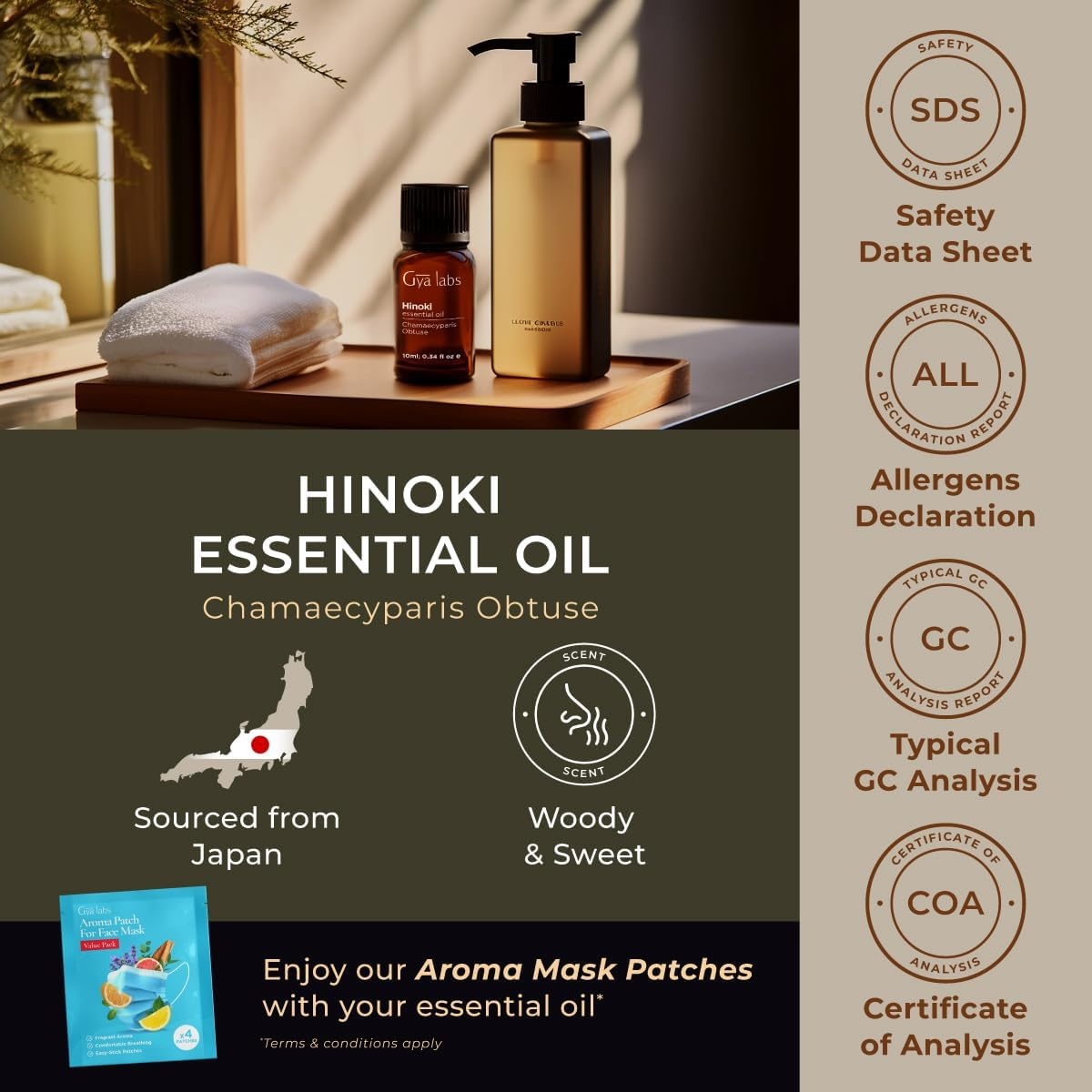 image:image100 Pure Agarwood Essential Oil for Skin amp Diffuser 034 Fl OzHinoki