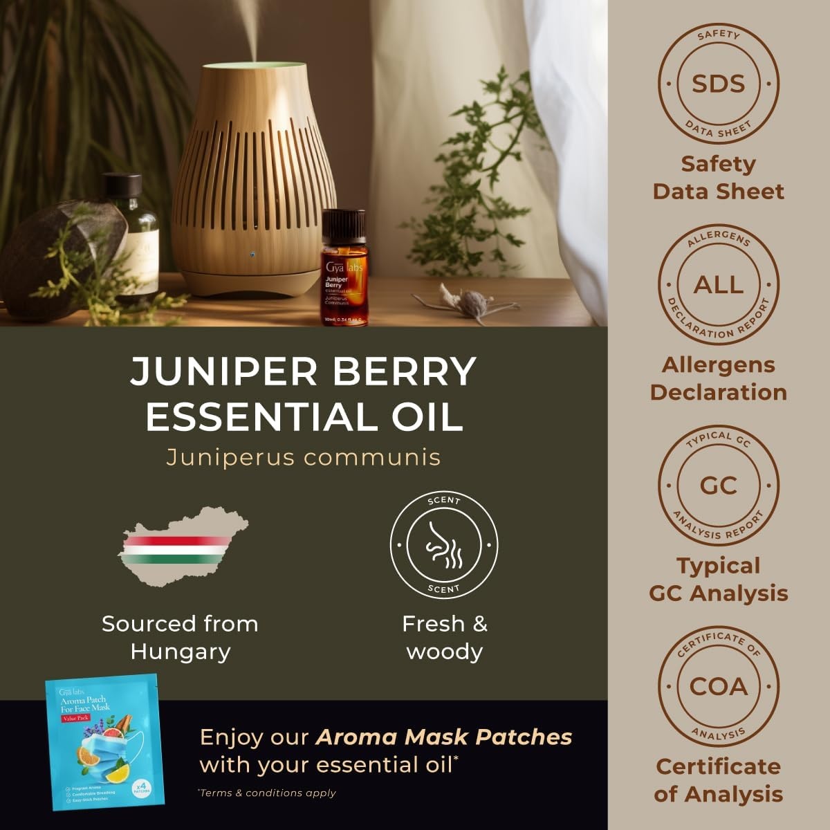 image:image100 Pure Agarwood Essential Oil for Skin amp Diffuser 034 Fl OzJuniper Berry