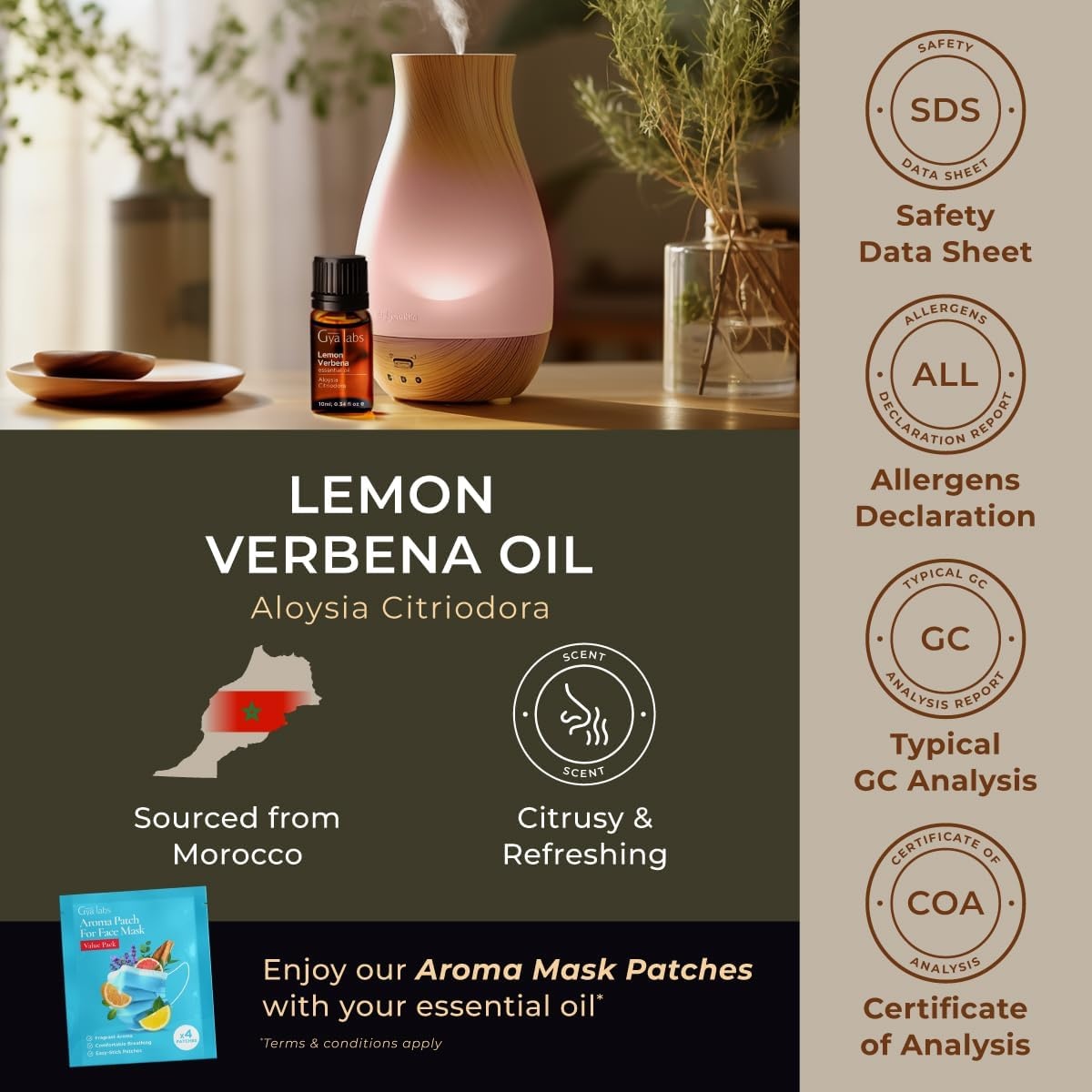 image:image100 Pure Agarwood Essential Oil for Skin amp Diffuser 034 Fl OzLemon Verbena