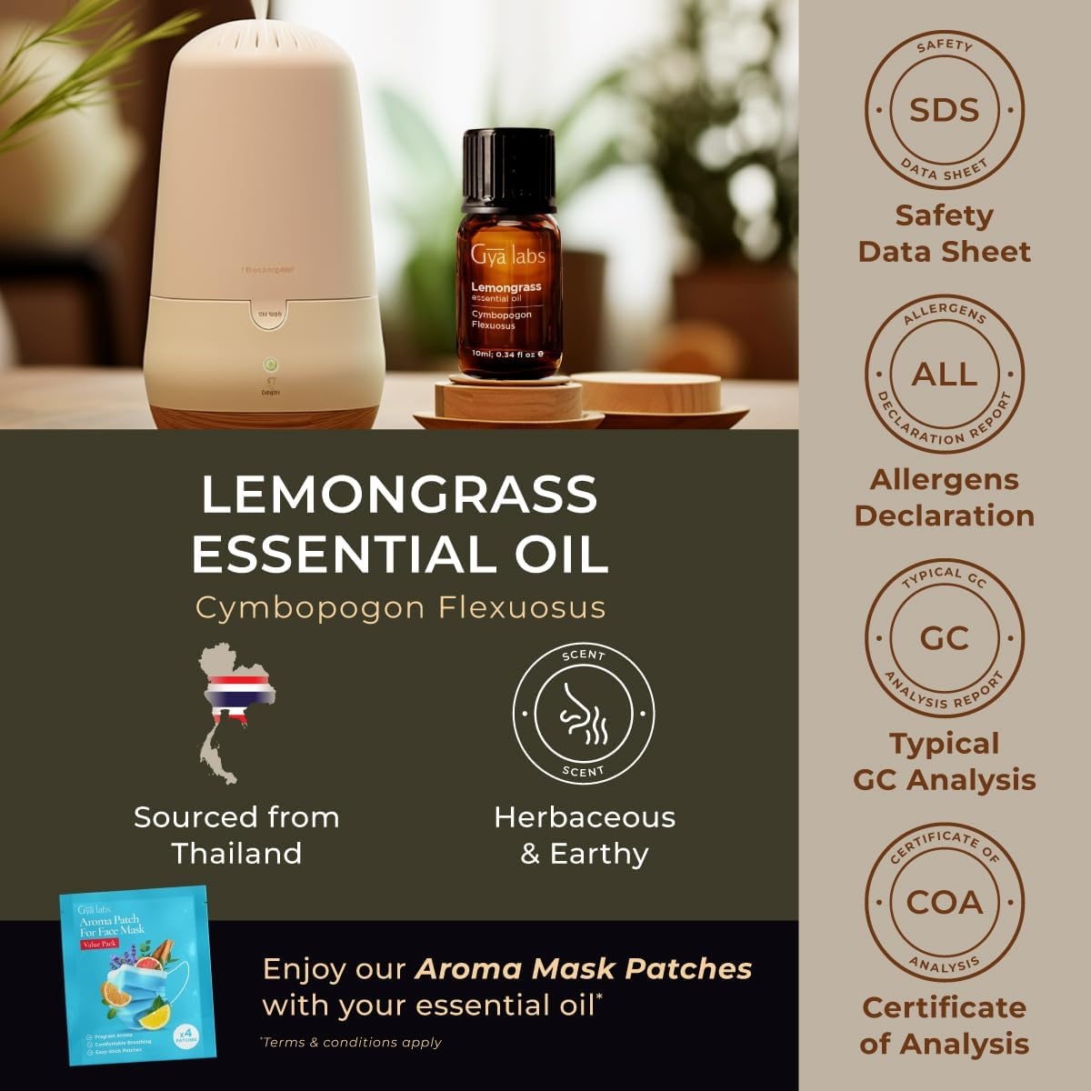 image:image100 Pure Agarwood Essential Oil for Skin amp Diffuser 034 Fl OzLemongrass