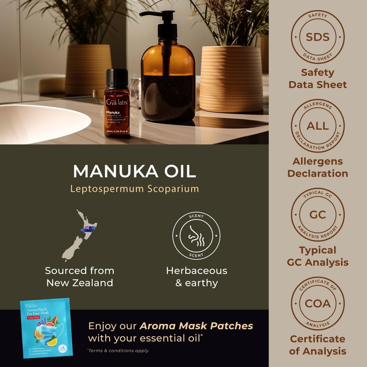 image:image100 Pure Agarwood Essential Oil for Skin amp Diffuser 034 Fl OzManuka