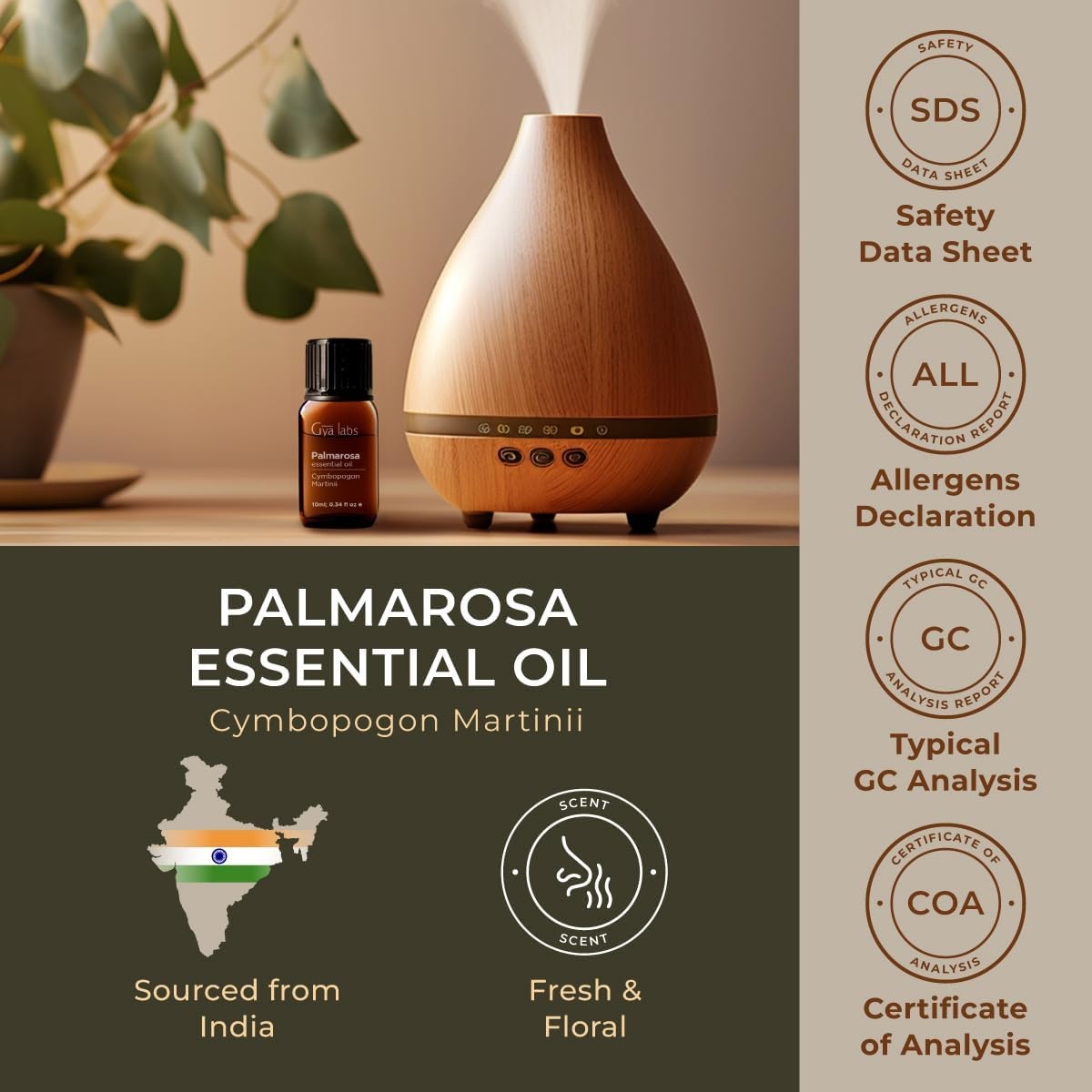 image:image100 Pure Agarwood Essential Oil for Skin amp Diffuser 034 Fl OzPalmarosa