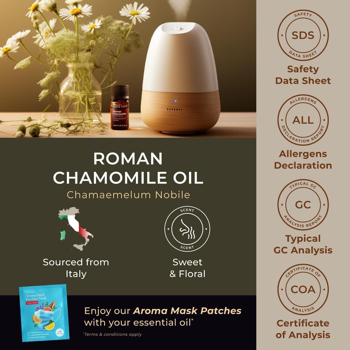 image:image100 Pure Agarwood Essential Oil for Skin amp Diffuser 034 Fl OzRoman Chamomile