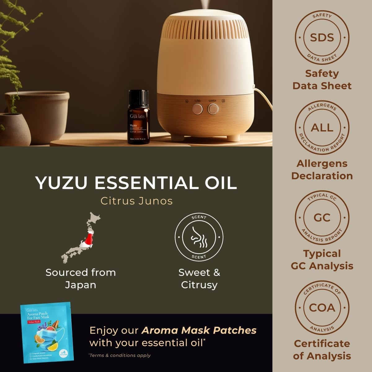 image:image100 Pure Agarwood Essential Oil for Skin amp Diffuser 034 Fl OzYuzu