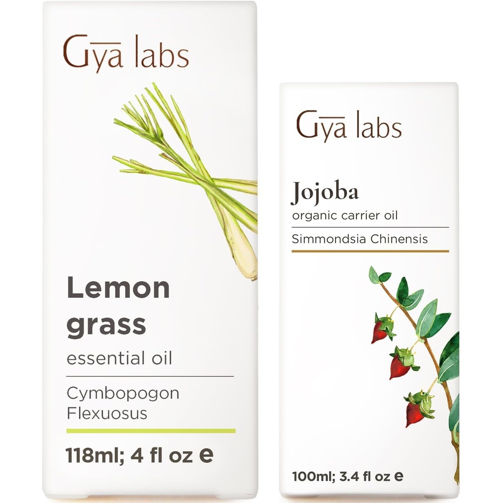 image:imageLemongrass Essential Oil for Diffuser 4 fl oz amp Jojoba Oil for Skin 34 fl oz Set Aromatherapy Grade Essential Oils Set Gya Labs