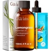Lemongrass Essential Oil for Diffuser (4 fl oz) & Lemongrass Roll On (0.34 fl oz) Set – Aromatherapy Grade Essential Oils Set – Gya Labs