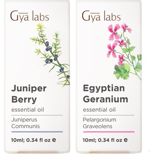 Juniper Berry Essential Oil for Diffuser & Egyptian Geranium Essential Oil for Skin Set – Aromatherapy Grade Essential Oils Set – 2×0.34 fl oz – Gya Labs