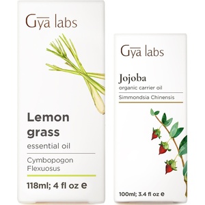 Lemongrass Essential Oil for Diffuser (4 fl oz) & Jojoba Oil for Skin (3.4 fl oz) Set – Aromatherapy Grade Essential Oils Set – Gya Labs