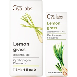 Lemongrass Essential Oil for Diffuser (4 fl oz) & Lemongrass Roll On (0.34 fl oz) Set – Aromatherapy Grade Essential Oils Set – Gya Labs