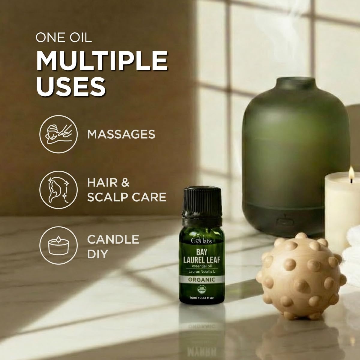 image:imageOrganic Bay Laurel Leaf Essential Oil 034 Fl Oz for Skin and HairBay Leaf