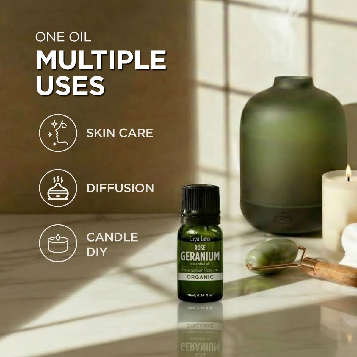 image:imageOrganic Bay Laurel Leaf Essential Oil 034 Fl Oz for Skin and HairRose Geranium