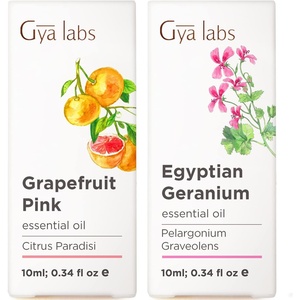 Grapefruit Essential Oil for Diffuser & Egyptian Geranium Essential Oil for Diffuser Set – Aromatherapy Grade Essential Oils Set – 2×0.34 fl oz – Gya Labs