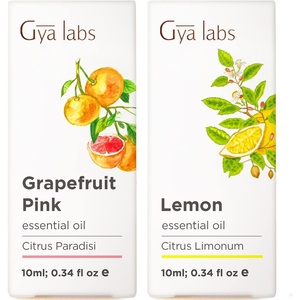 Grapefruit Essential Oil for Diffuser & Lemon Essential Oil for Diffuser Set – Aromatherapy Grade Essential Oils Set – 2x10ml – Gya Labs