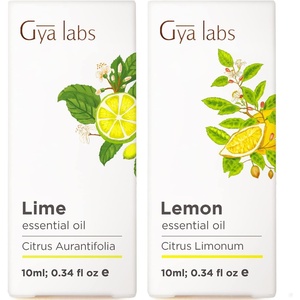 Lime Essential Oil for Diffuser and Candle & Lemon Essential Oil for Diffuser Set – Aromatherapy Grade Essential Oils Set – 2x10ml – Gya Labs