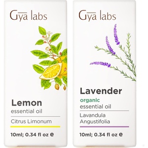Lemon Essential Oil for Diffuser & Organic Lavender Oil Essential Oil for Diffuser Set- Aromatherapy Grade Essential Oils Set – 2×0.34 fl oz – Gya Labs