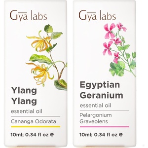 Ylang Ylang Essential Oil for Skin & Geranium Oil for Skin Set – Aromatherapy Grade Essential Oils Set – 2x10ml – Gya Labs