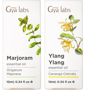 Marjoram Essential Oil for Aromatherapy & Ylang-Ylang Essential Oil for Diffuser Set – Aromatherapy Grade Essential Oils Set – 2×0.34 fl oz – Gya Labs