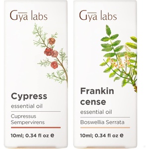 Cypress Essential Oil for Diffuser & Frankincense Oil for Skin Set – Aromatherapy Grade Essential Oils Set – 2×0.34 fl oz – Gya Labs