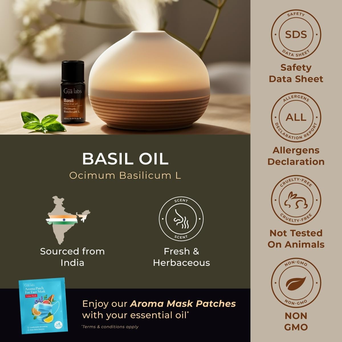image:imageAgarwood Essential Oil for Skin Hair amp Diffuser 034 Fl OzBasil