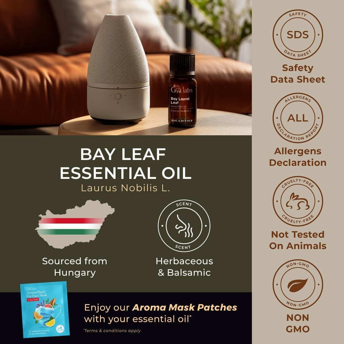 image:imageAgarwood Essential Oil for Skin Hair amp Diffuser 034 Fl OzBay Leaf