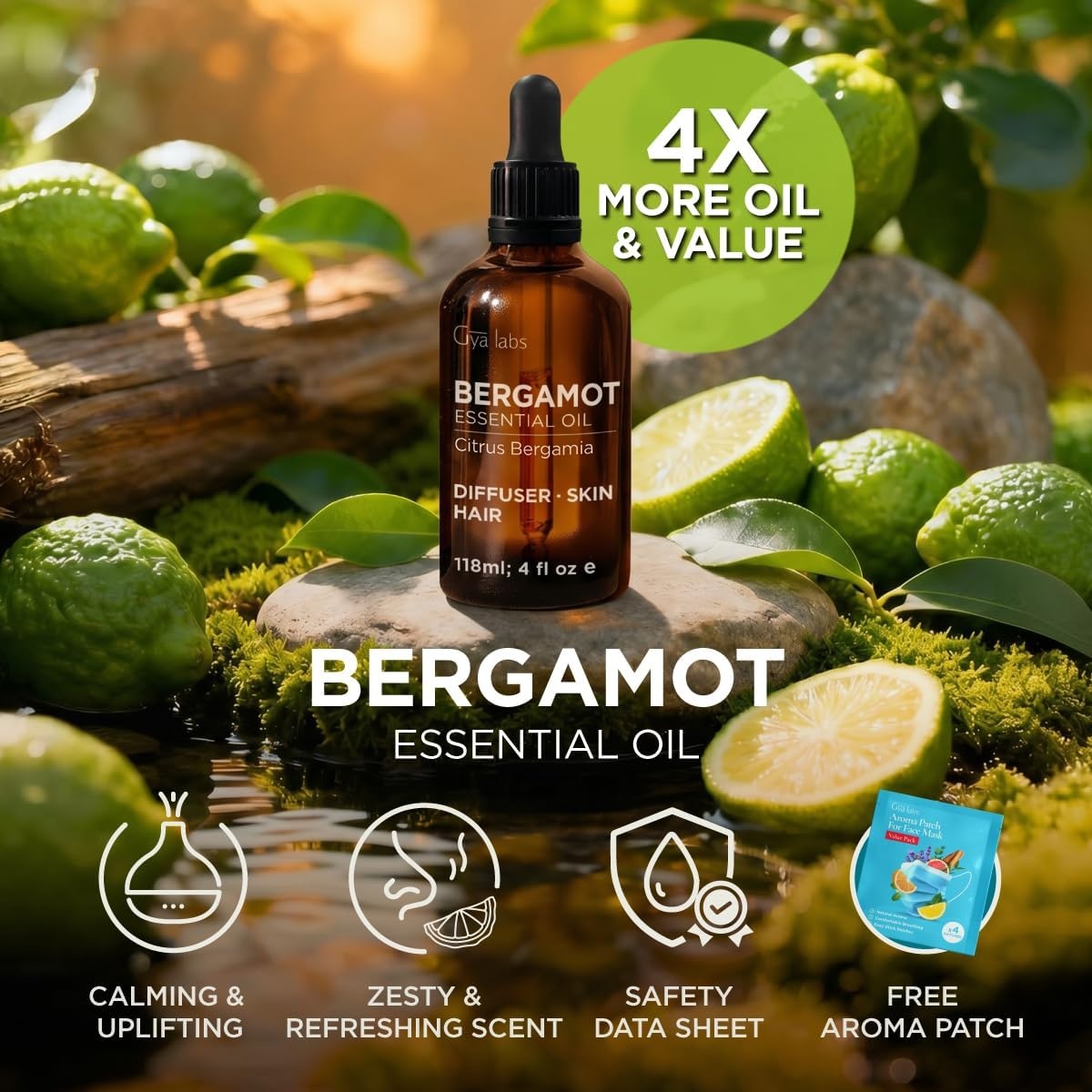 image:imageAgarwood Essential Oil for Skin Hair amp Diffuser 034 Fl OzBergamot