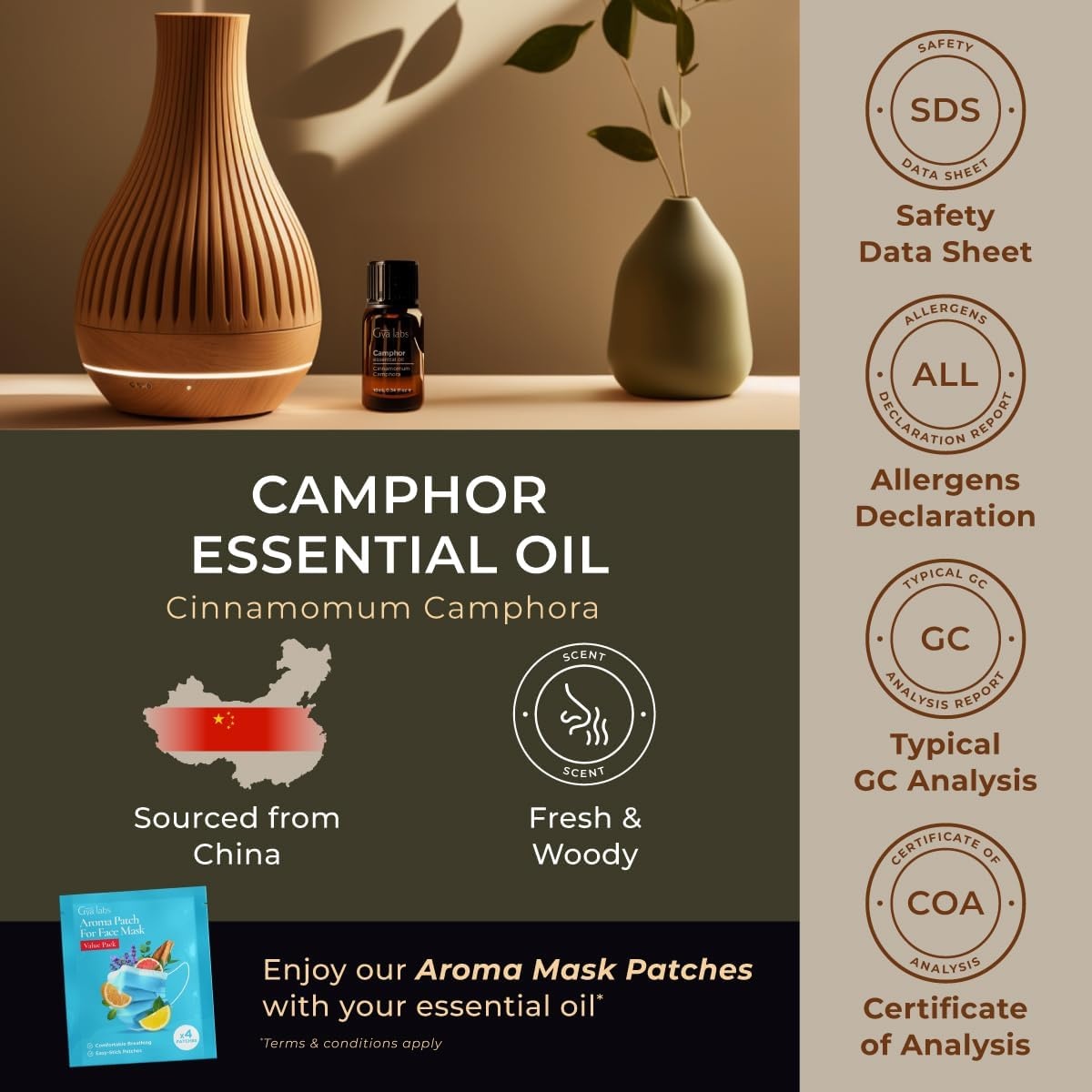 image:imageAgarwood Essential Oil for Skin Hair amp Diffuser 034 Fl OzCamphor
