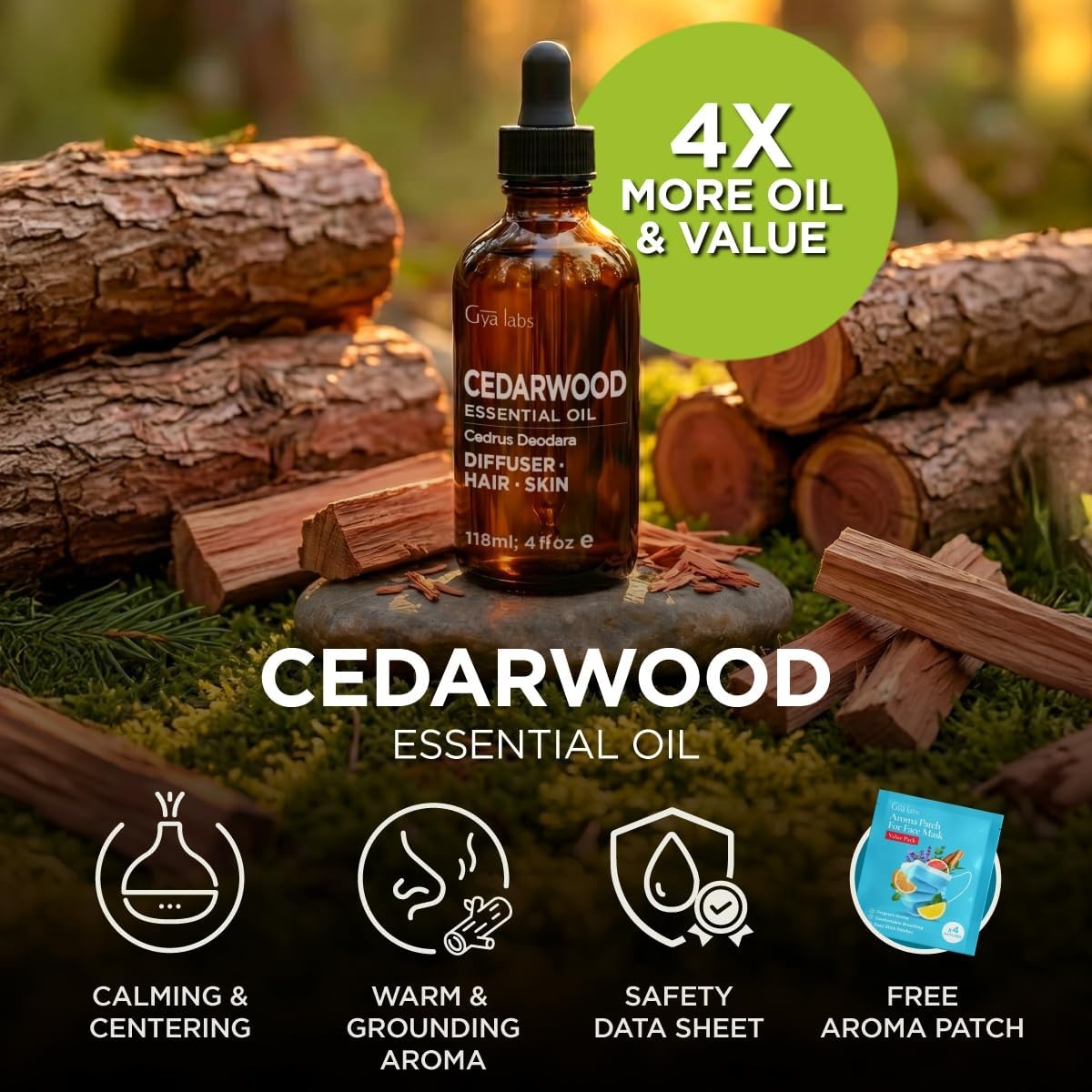 image:imageAgarwood Essential Oil for Skin Hair amp Diffuser 034 Fl OzCedarwood