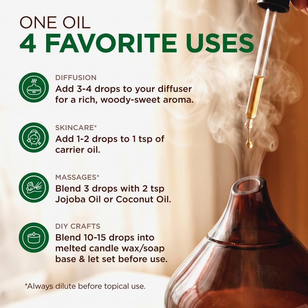 image:imageAgarwood Essential Oil for Skin Hair amp Diffuser 034 Fl OzCinnamon Cassia