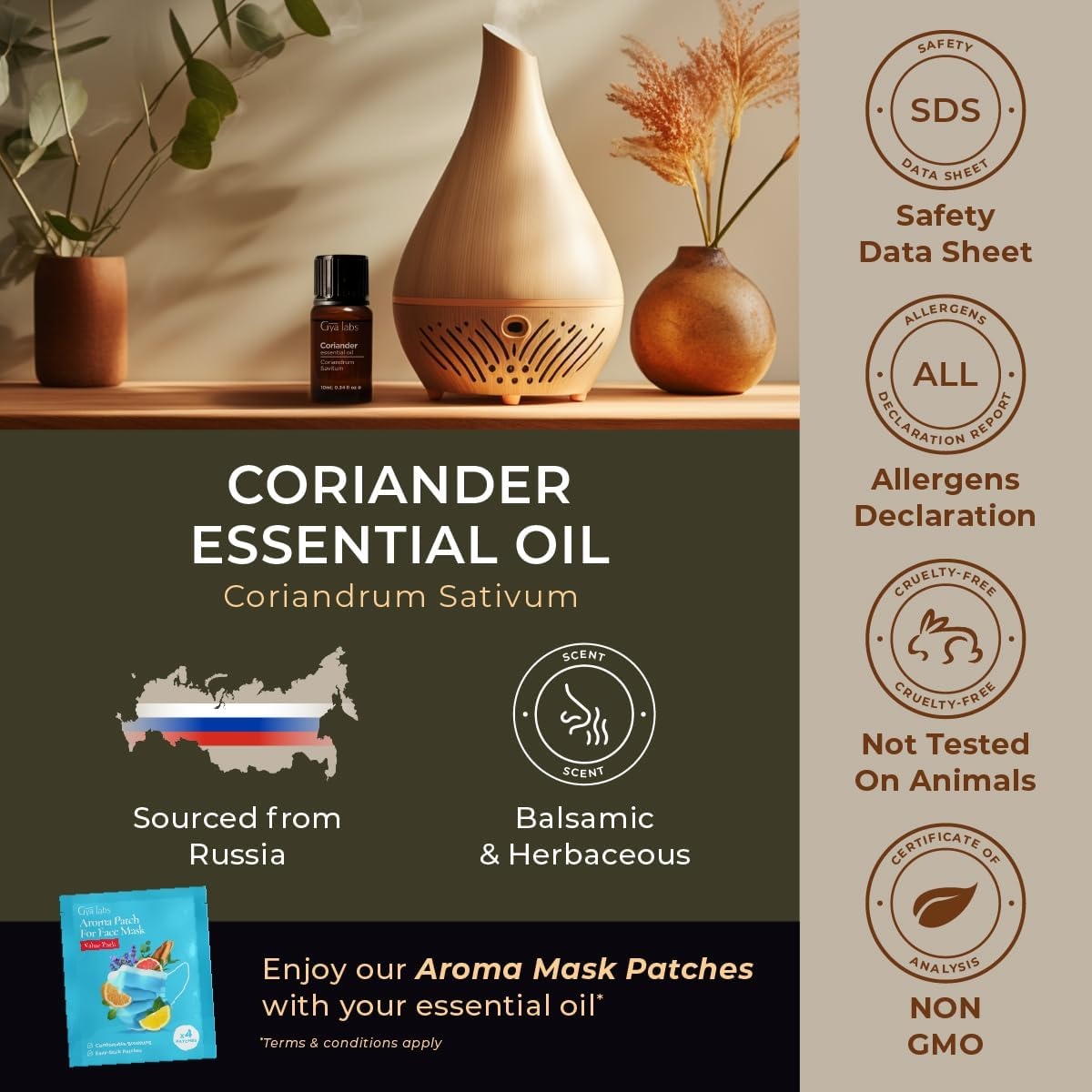 image:imageAgarwood Essential Oil for Skin Hair amp Diffuser 034 Fl OzCoriander
