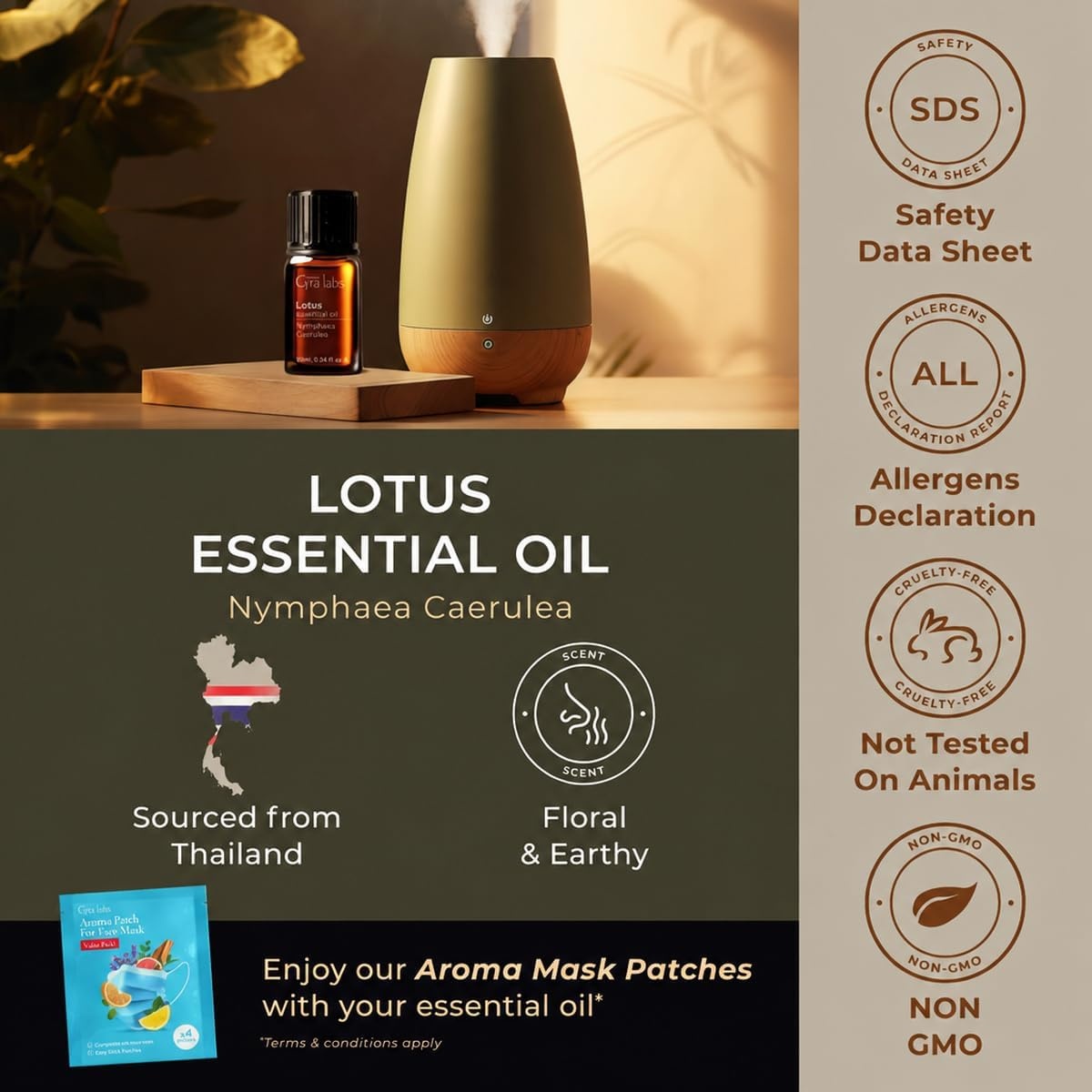 image:imageAgarwood Essential Oil for Skin Hair amp Diffuser 034 Fl OzLotus