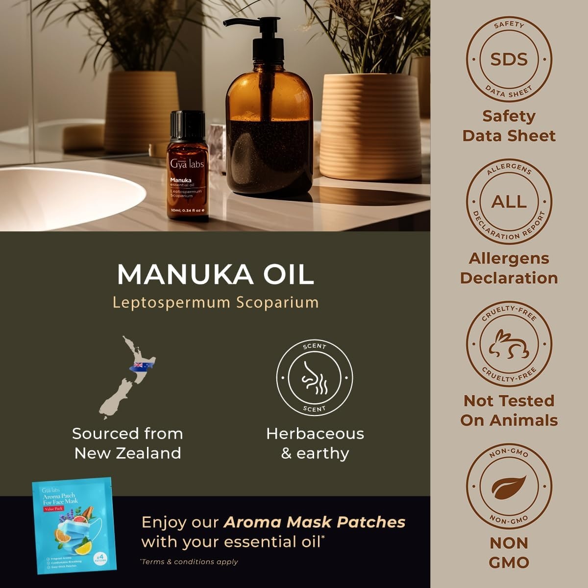 image:imageAgarwood Essential Oil for Skin Hair amp Diffuser 034 Fl OzManuka